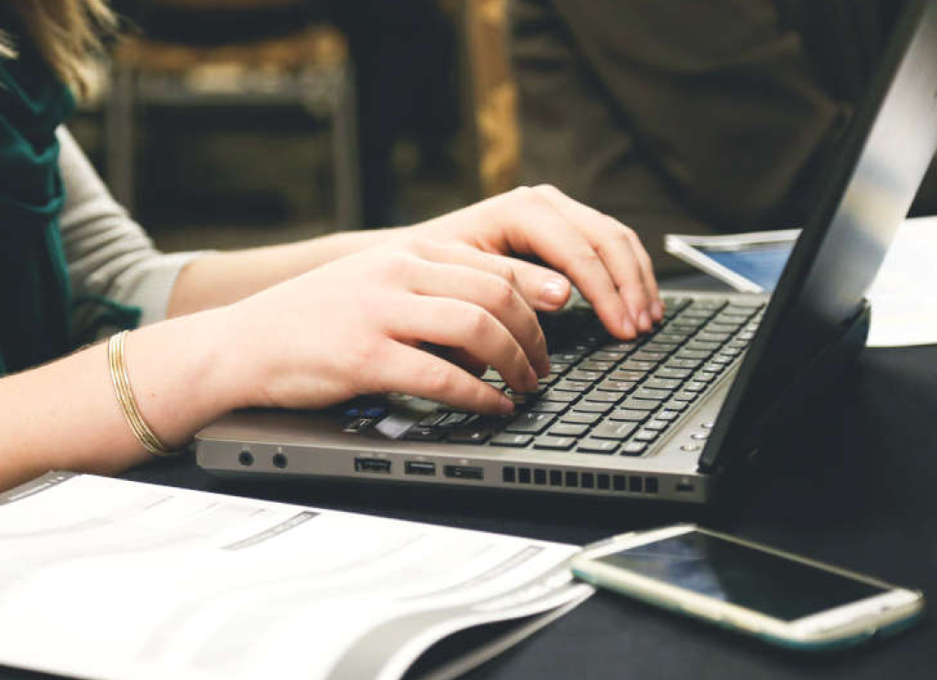 student using laptop